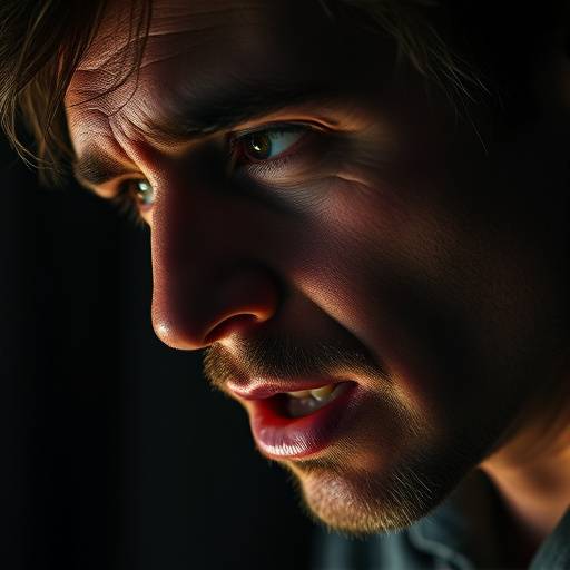 A close-up shot of an actor intensely performing a monologue, showcasing the emotional depth required for Introduction to Acting.