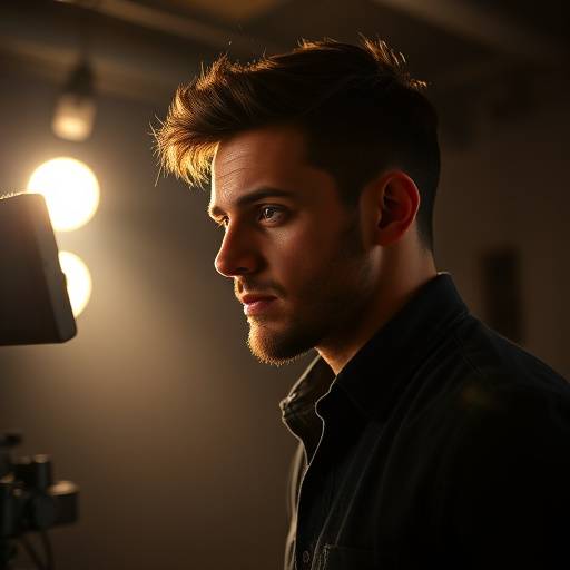 An actor performing in front of a camera during an Acting for Film & Television class, focusing on the unique challenges of on-screen acting.