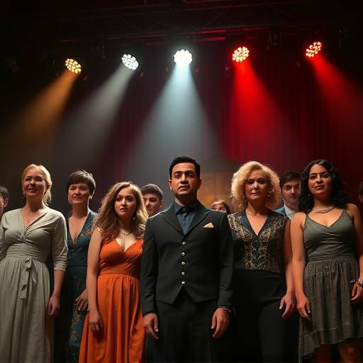 Diverse group of actors performing on stage